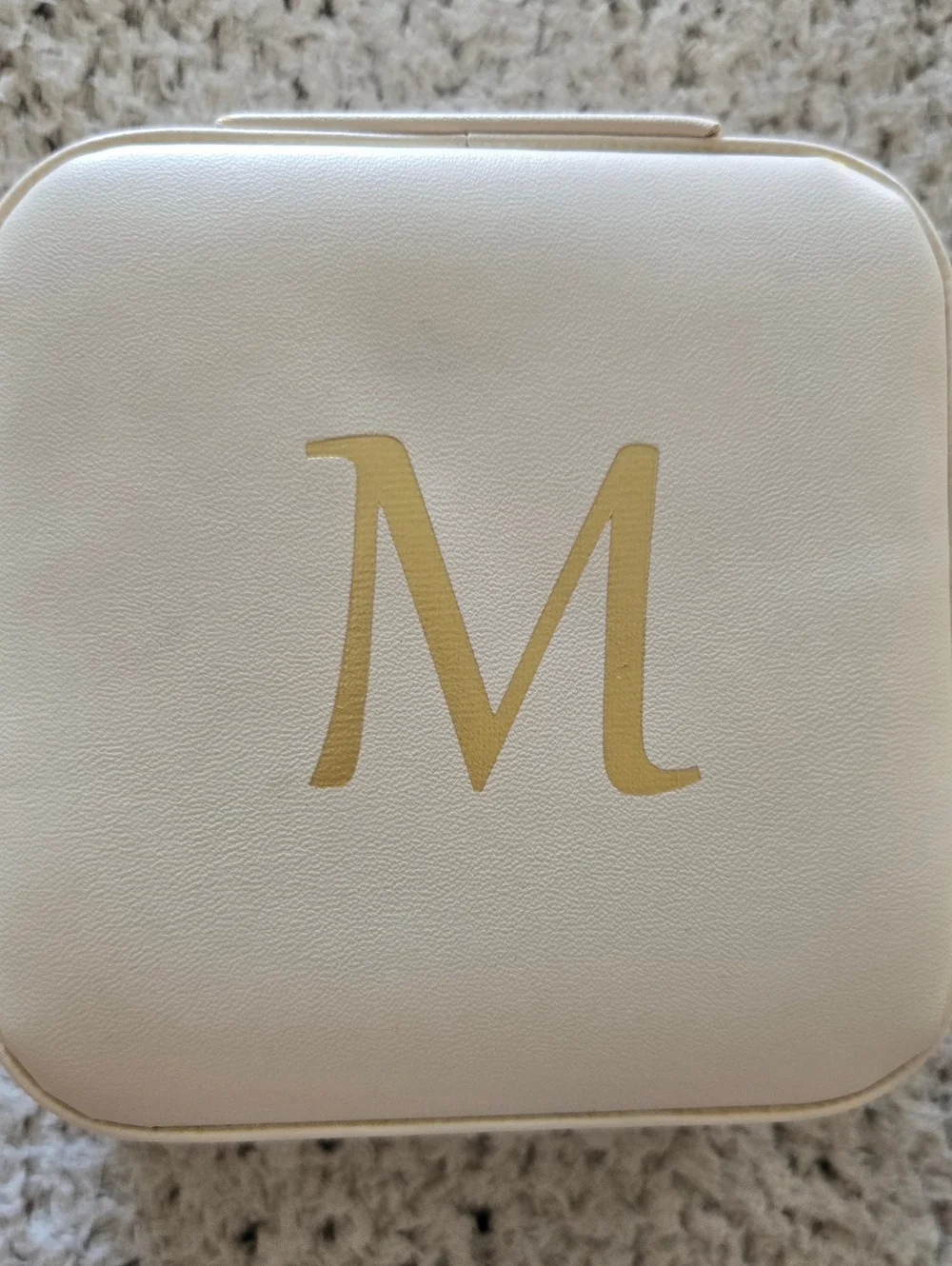 Monogram M Small Jewelry Travel Case - Blush Pink with Gold